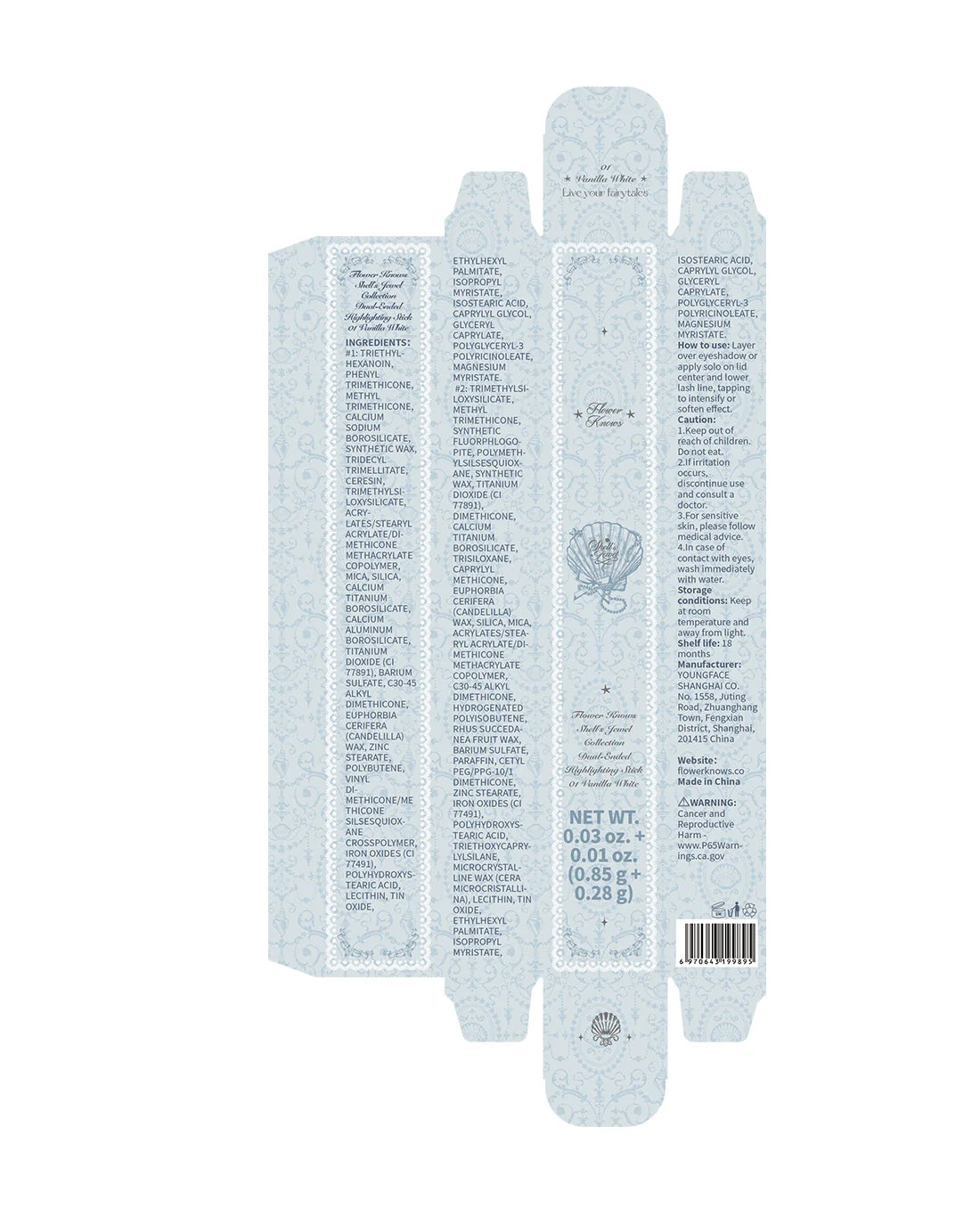 Flower Knows Shell's Jewel Dual-Ended Highlighting Stick 01 Vanilla White