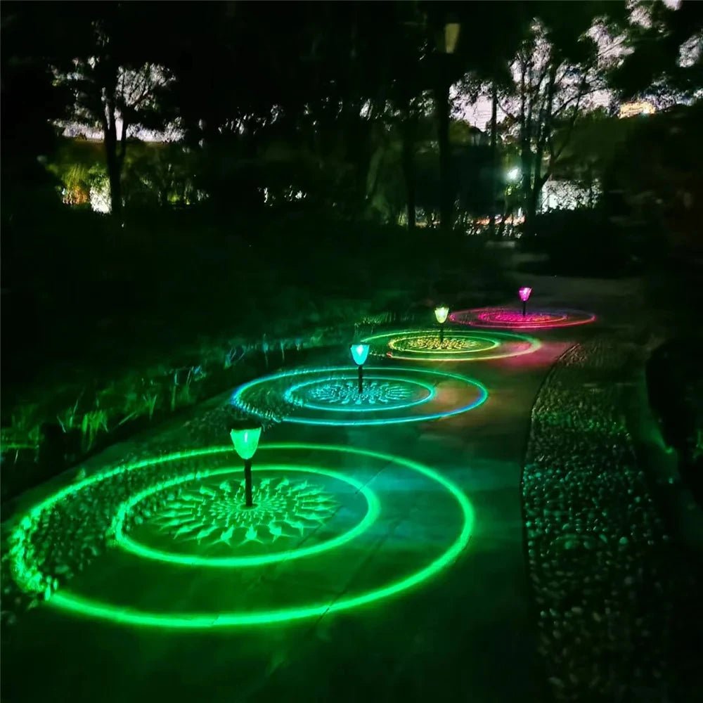 1 - 4Pack Solar Pathway Lights Outdoor Waterproof Round Circel Pattern On The Ground Light The Way for Yard Garden Path Walkway