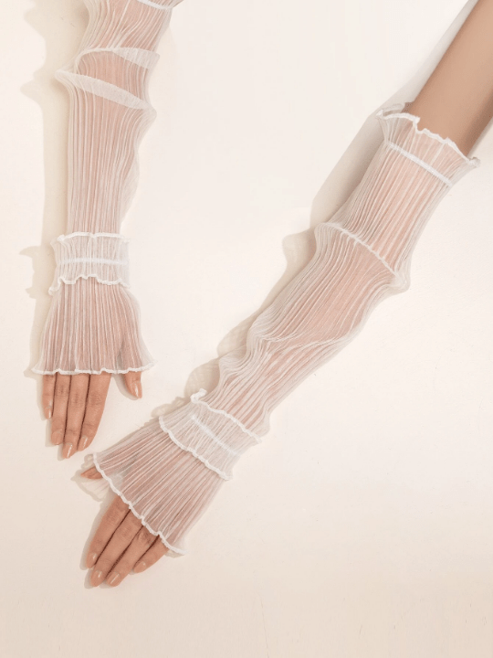 1 Pair Flounce Cuff Pleated Arm Sleeves - Lolli World Marketplace