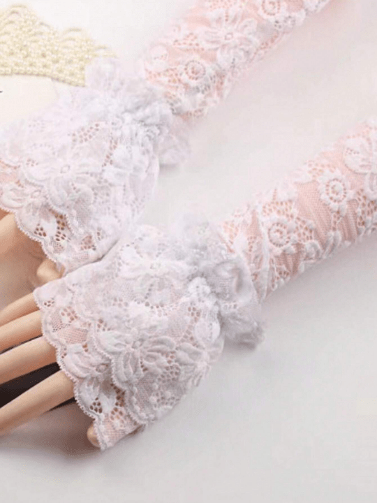 1 Pair Women Lace Flower Pattern Elegant Fake Cuffs - Lolli World Marketplace
