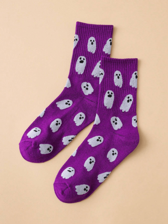 1 Pair Women's Funny Ghost Mid - calf Socks - Lolli World Marketplace