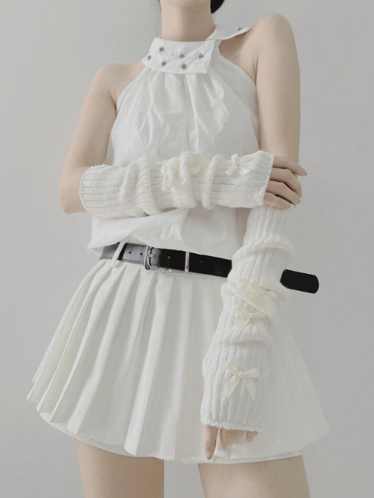 1 Pair Women's Y2k Style Lace Arm Sleeves Butterfly Bowknot Decor Fingerless Gloves, For Gothic/Punk Knitted Mittens, Suitable For Cosplay/Party/Dating/Music Festival - Lolli World Marketplace