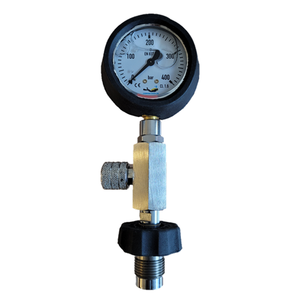 DIN Pressure Check Gauge with Valve 300 Bar Oil Filled
