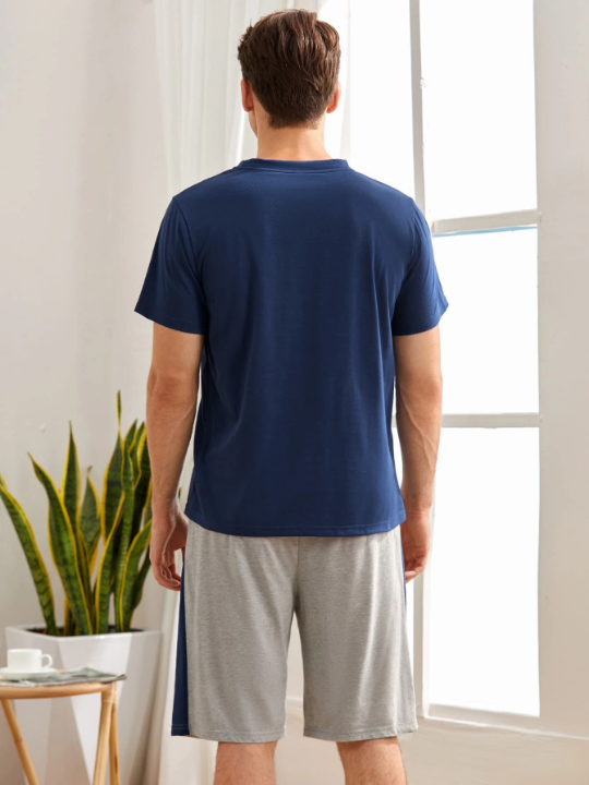 Men Pocket Front Tee With Shorts PJ Set