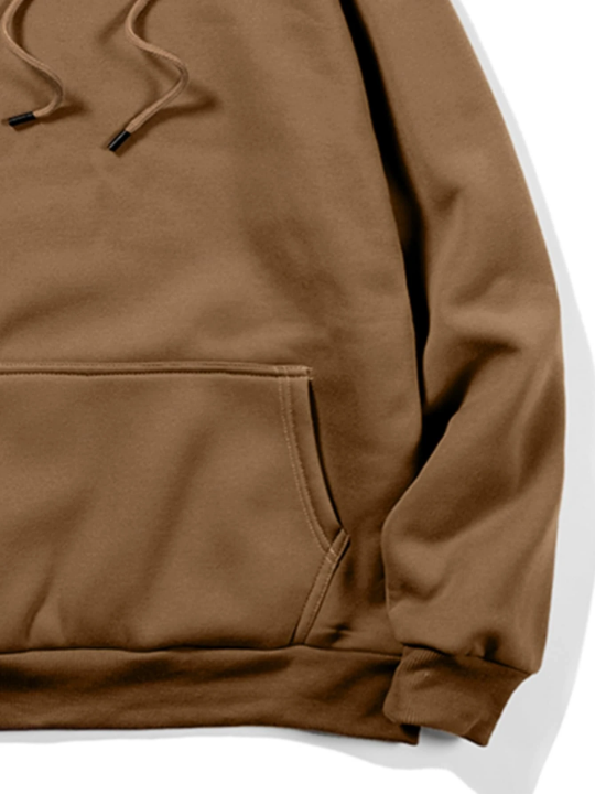 ROMWE Men Kangaroo Pocket Drawstring Hoodie