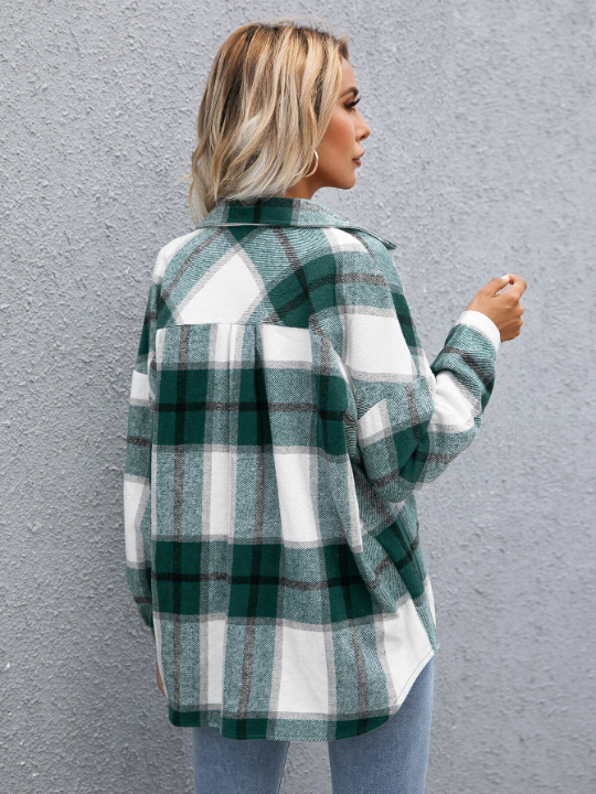 LUNE Plaid Flap Pocket Drop Shoulder Jacket