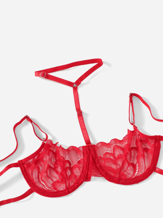 ROMWE Kawaii Lace Garter Underwire Lingerie Set