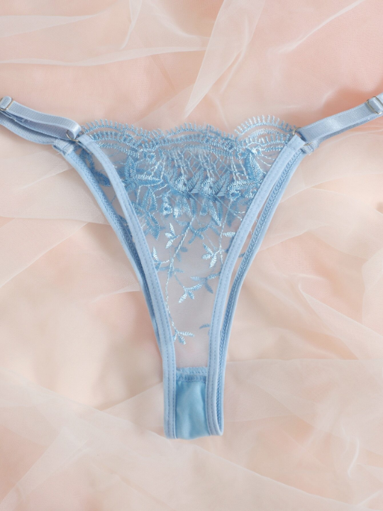 Classic Sexy Embroidered Mesh Underwire Lingerie Set