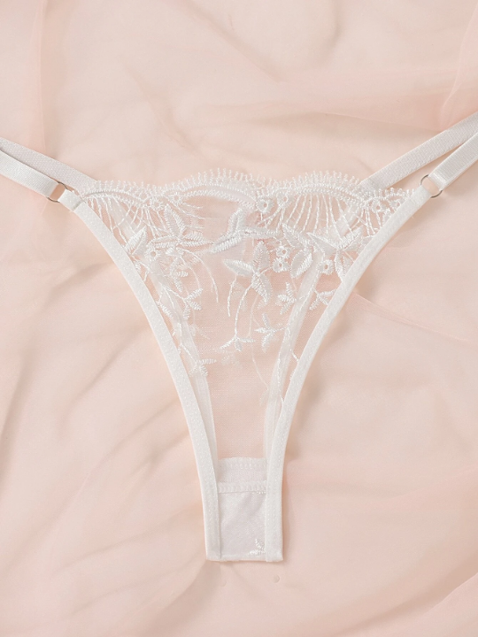 Classic Sexy Embroidered Mesh Underwire Lingerie Set