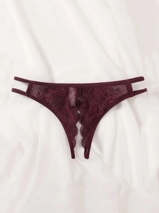 Classic Sexy Floral Lace Crotchless Panty