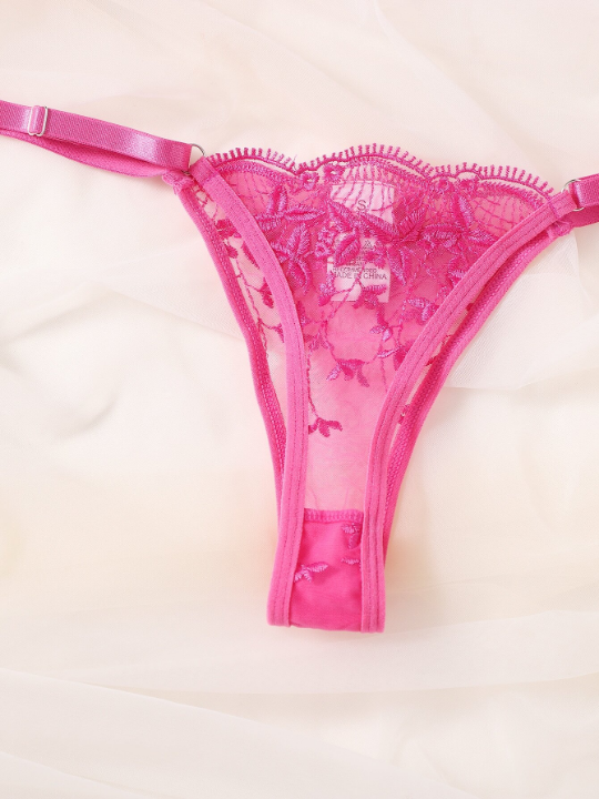 Classic Sexy Leaf Embroidery Sheer Mesh Underwire Lingerie Set