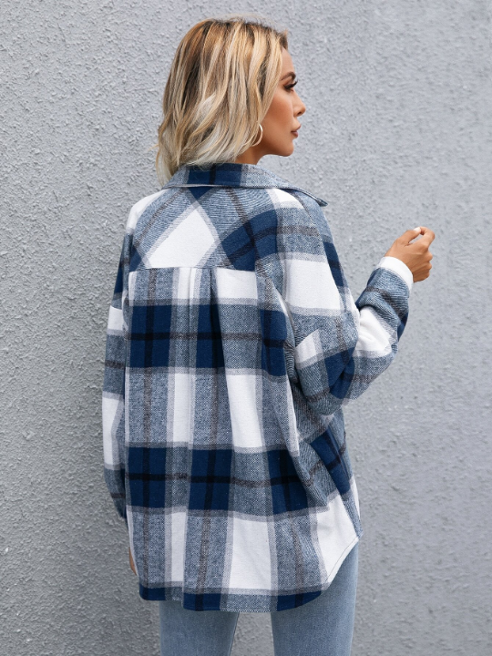 LUNE Plaid Flap Pocket Drop Shoulder Jacket