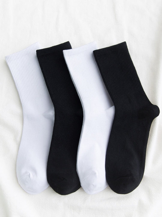 4pairs Men Men Solid Crew Socks