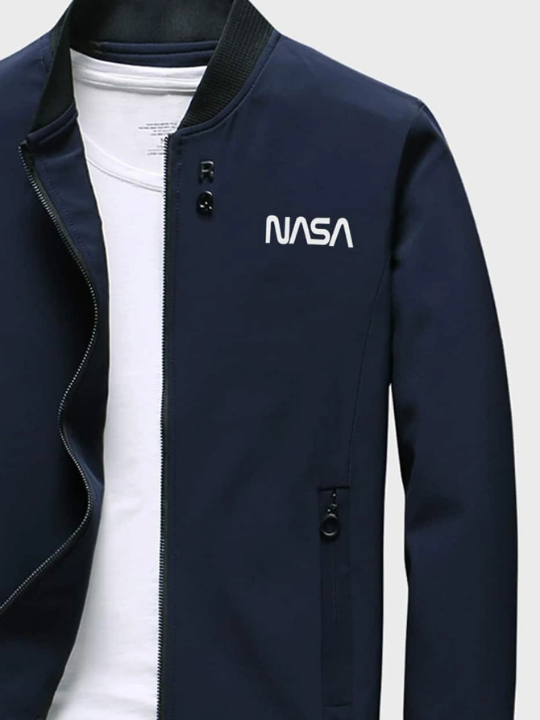 Manfinity Homme Men Letter Graphic Bomber Jacket Without Tee