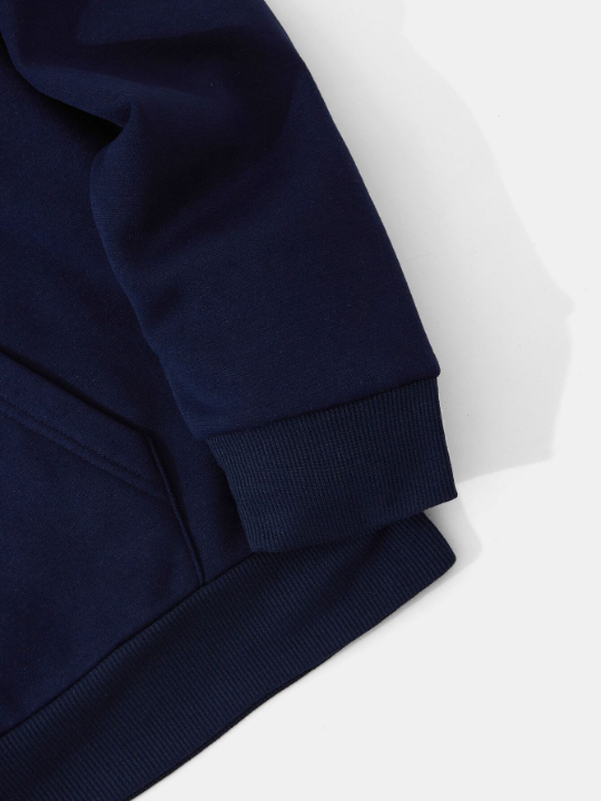 Men Kangaroo Pocket Drawstring Thermal Hoodie