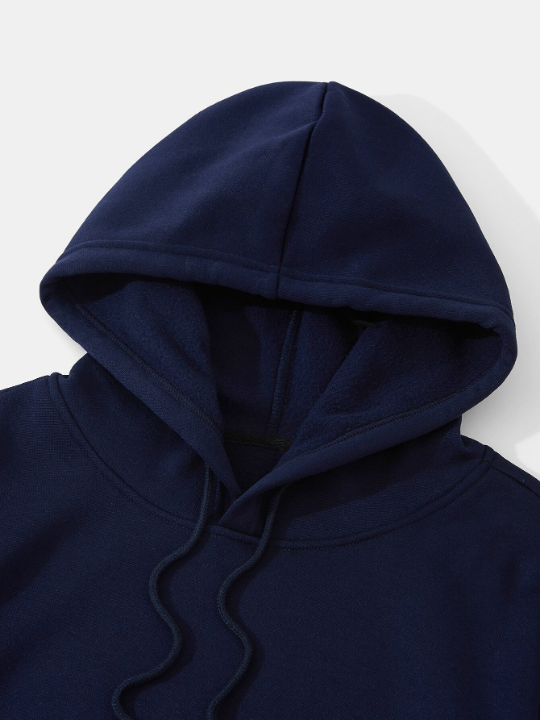 Men Kangaroo Pocket Drawstring Thermal Hoodie