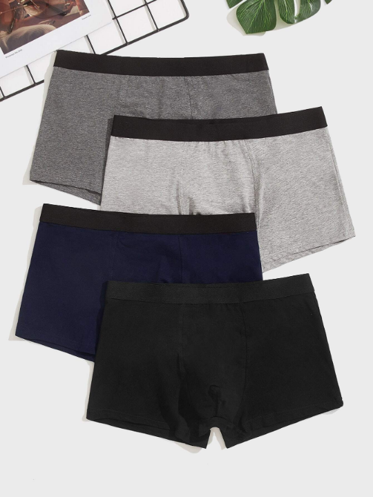 Men 4pcs Contrast Trim Boxer Brief