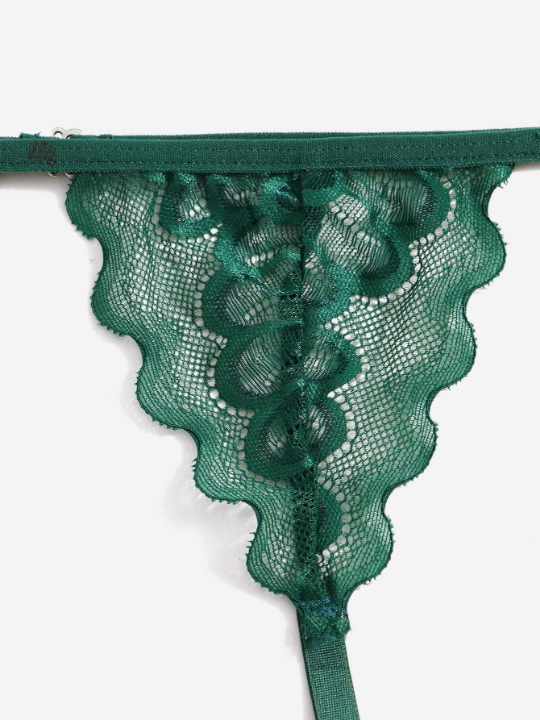 ROMWE Kawaii 3pack Floral Lace Underwire Garter Lingerie Set