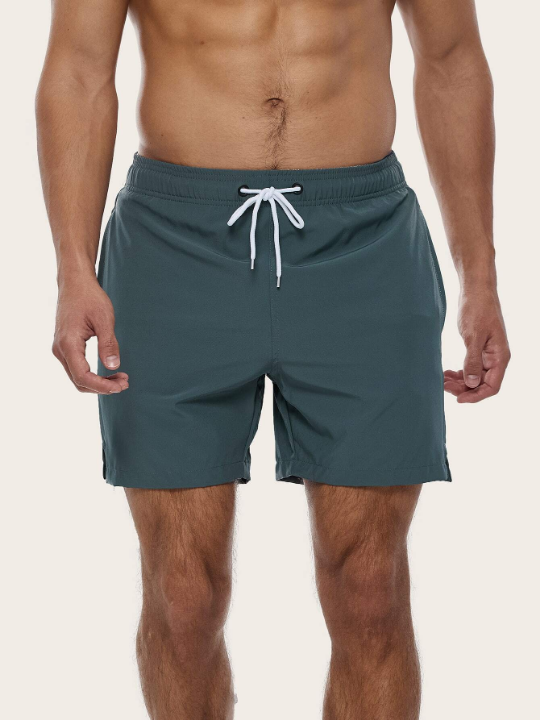 Manfinity Swimmode Men Zip Pocket Drawstring Waist Swim Trunks
