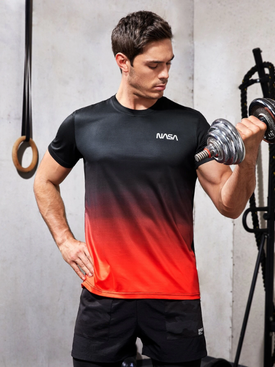 Sport Corelite Men Ombre & Letter Graphic Sports Tee