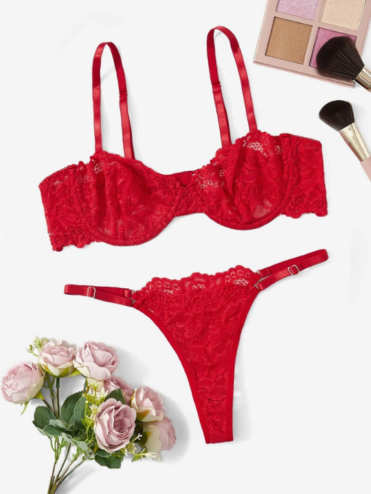Classic Sexy Floral Lace Underwire Lingerie Set
