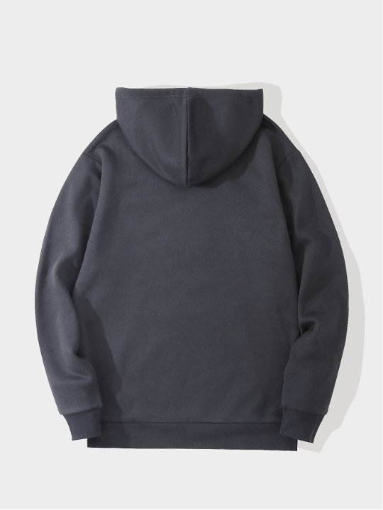 Men Kangaroo Pocket Drawstring Thermal Hoodie