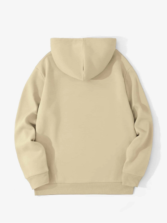 Men Kangaroo Pocket Drawstring Thermal Hoodie