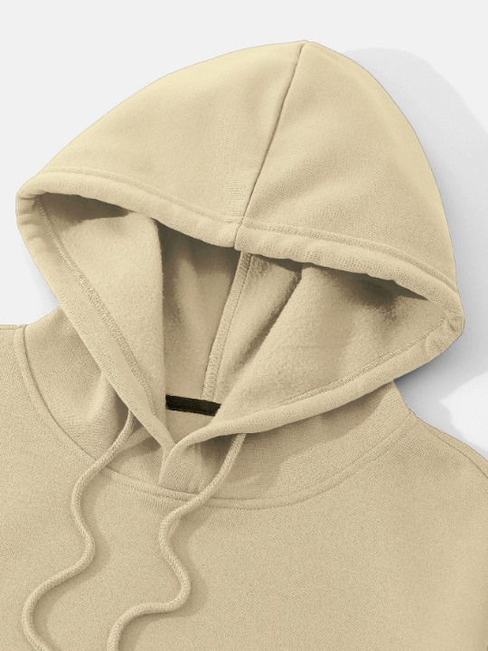 Men Kangaroo Pocket Drawstring Thermal Hoodie