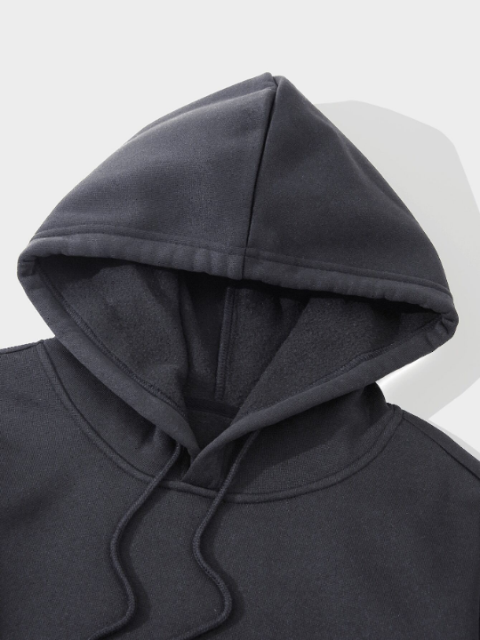 Men Kangaroo Pocket Drawstring Thermal Hoodie