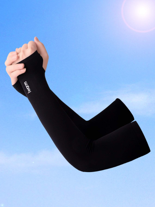 1pairs Men Best Letter Graphic Fingerless Long Gloves Arm Sleeves