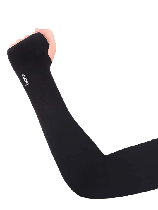 1pairs Men Best Letter Graphic Fingerless Long Gloves Arm Sleeves