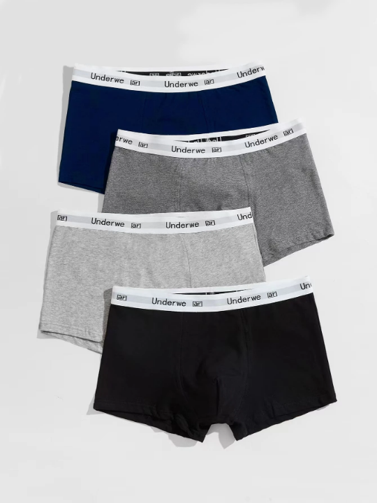 Men 4pcs Letter Graphic Boxer Brief