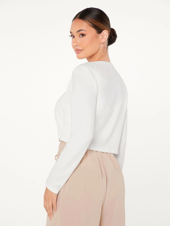 Priv Solid Open Front Crop Jacket