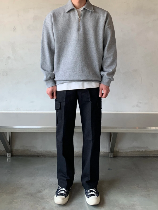 DAZY Men Half Zipper Drop Shoulder Sweatshirt