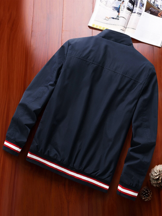 Manfinity Homme Loose Fit Men's Jacket With Striped Trim (Without Tee)