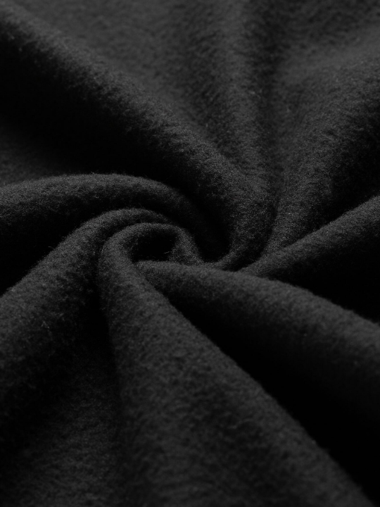 Men Colorblock Thermal Lined Raglan Sleeve Drawstring Hoodie