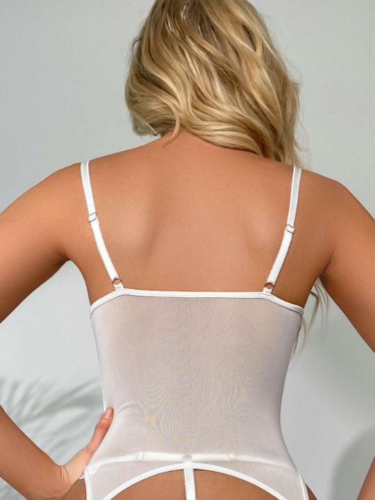 4pack Contrast Lace Lace-up Front Underwire Lingerie Set