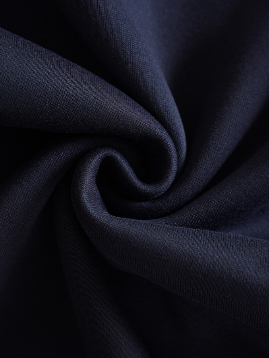 Men Solid Drawstring Pocket Detail Thermal Lined Sweatshirt