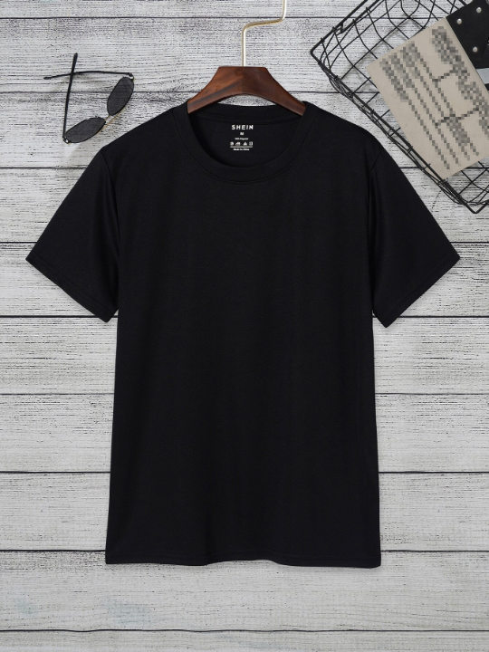 Men Solid Round Neck Tee