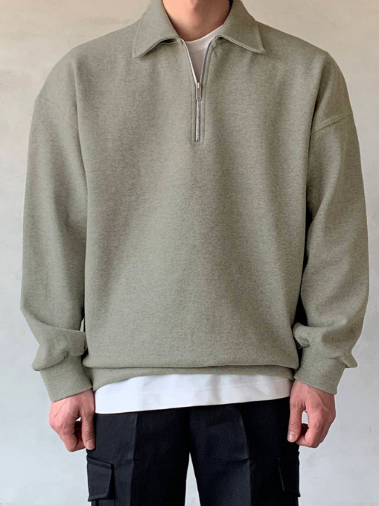 DAZY Men Quarter Zipper Drop Shoulder Pullover Without Tee