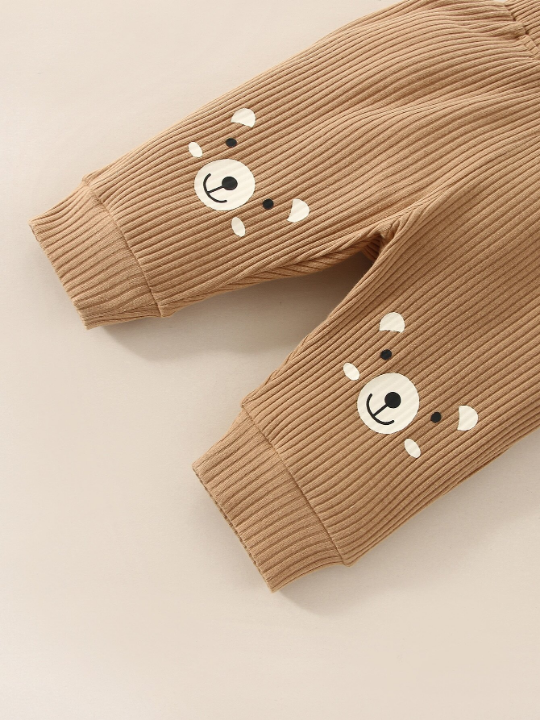 Newborn Baby Boy Cartoon Graphic Bodysuit & Pants & Hat