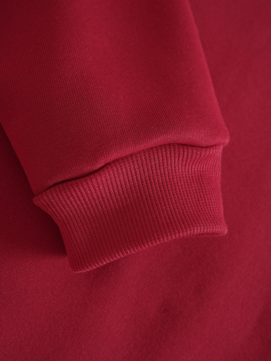 Men Solid Drawstring Pocket Detail Thermal Lined Sweatshirt