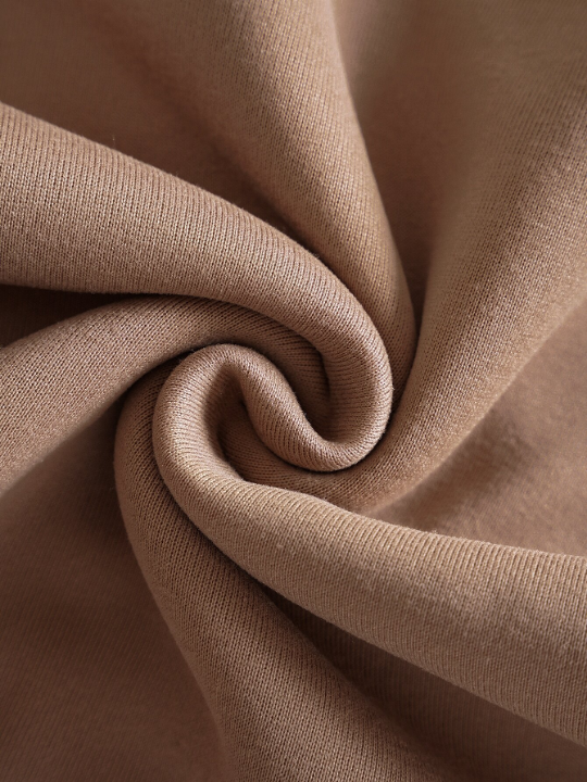 Men Solid Drawstring Pocket Detail Thermal Lined Sweatshirt