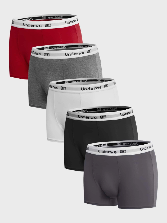 Men 5pcs Letter Graphic Boxer Brief