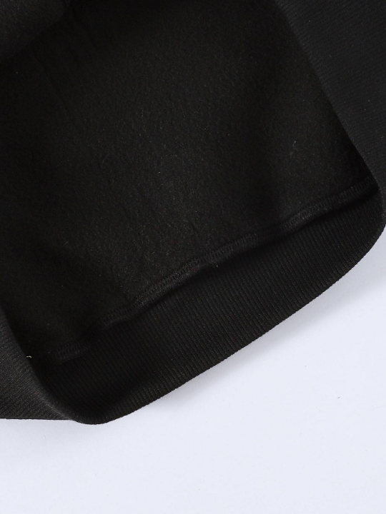 ROMWE Street Life Men Cartoon Graphic Zip Up Two Tone Drawstring Hoodie Without Tee