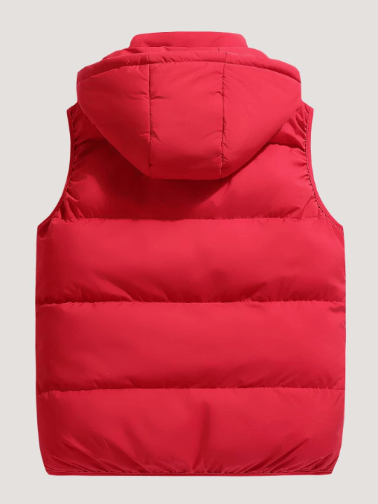 Men Zip Up Hooded Vest Winter Coat