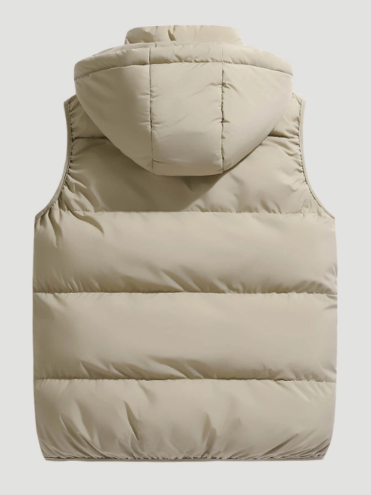 Men Zip Up Hooded Vest Puffer Winter Coat