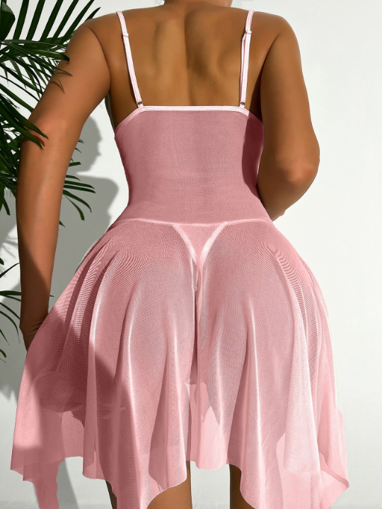 Classic Sexy Contrast Lace Bow Front Slips With Thong