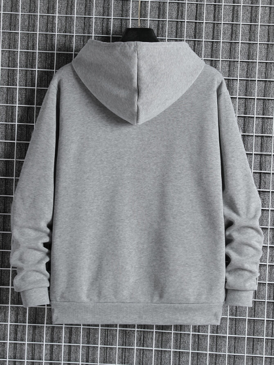 Men Slant Pockets Zip Up Drawstring Thermal Hoodie