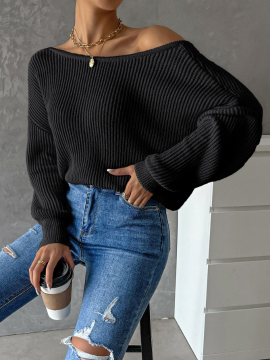 Priv Twist Back Drop Shoulder Sweater